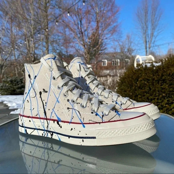 New Converse Chuck Taylor All Star 70 Hi Sneakers Paint Splatter Mens 8.5 - Picture 4 of 14
